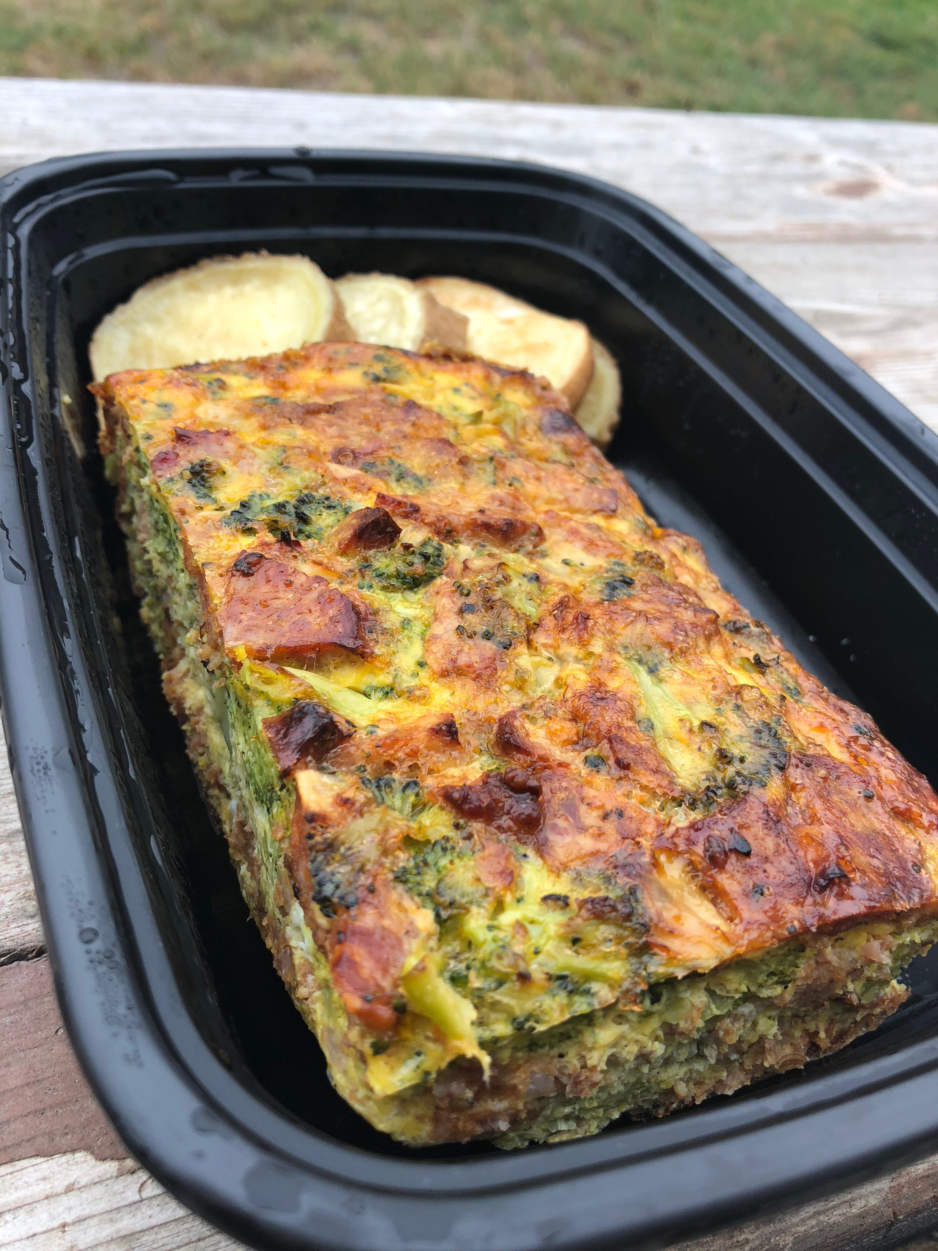 Spinach, Bacon, Mushroom, Onion Frittata w/ Sweet Potato Home Fries